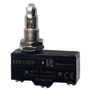 MS\1309 Міні-вимикач плунжер роликовий по поперечній осі з кріпленням на панелі - Зображення виробу 